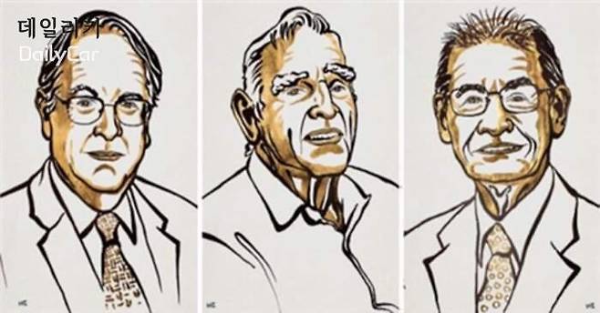 2019년 노벨화학상 수상자 (스탠리 위팅엄 교수, 존 굿이너프 교수, 요시노 아키라 교수) (삼성SDI 제공)