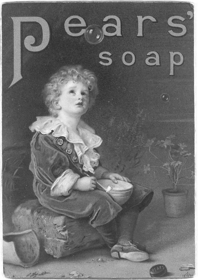 19세기 최고의 화가로 꼽히는 존 에버렛 밀레가 손자를 모델로 그린 '아이의 세계' 작품에 비누 그림을 추가해 피어스 비누 광고 전단으로 사용했다. 푸른역사 제공