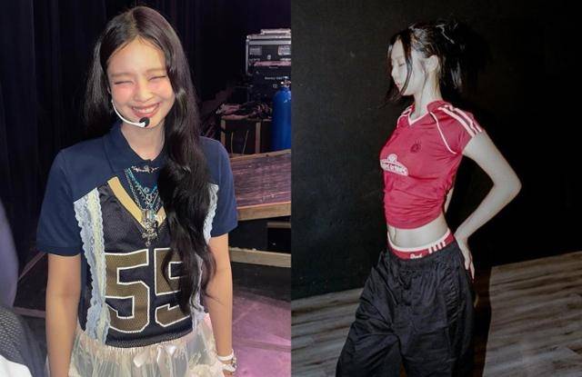 제니의 블록코어 스타일링.