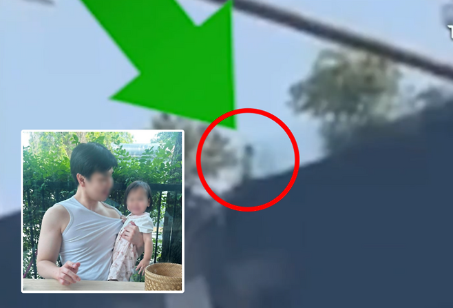 지난달 28일(현지 시각)) 미얀마 강진으로 태국 방콕에도 여진이 이어지는 가운데, 한 한국인 남성이 무너진 구름다리를 넘어 가족에게 달려가고 있다. 사진=바우유리 페이스북/타이랏TV 캡처