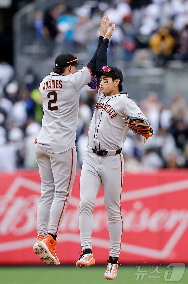 샌프란시스코 자이언츠에 사상 첫 양키스 원정 위닝시리즈를 안긴 이정후. ⓒ AFP=뉴스1
