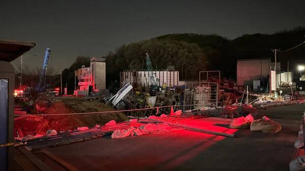 16일 오후 10시30분께 광명시 일직동 신안산선 지하터널 붕괴 현장 사고 모습. 오종민기자