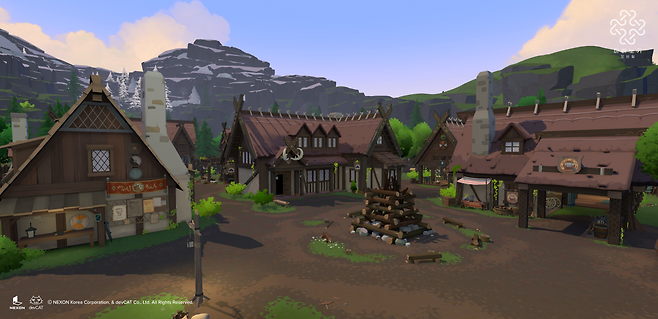 ▲ 마비노기 영웅전의 '콜헨 마을' 등, 데브캣 IP가 어우러진 세계관을 전달할 예정