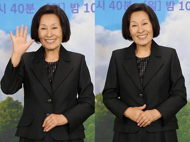 김혜자가 18일, JTBC 새 토일드라마 ‘천국보다 아름다운’ 제작발표회에 온라인으로 참석해 세월을 거스른 우아함을 선보였다. 사진=JTBC 제공