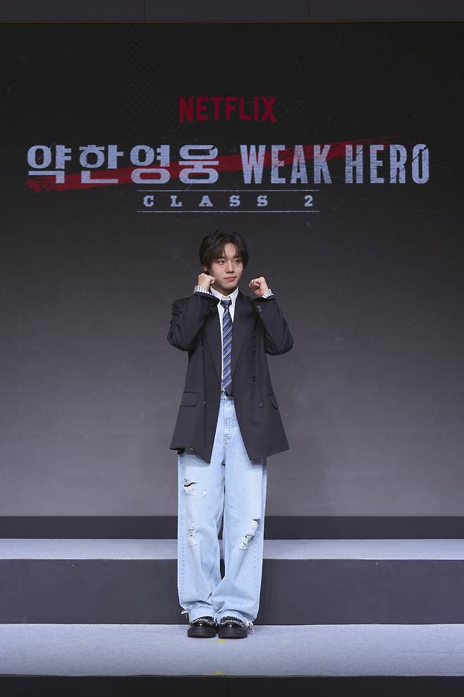Park Ji-hoon poses for a photo during a press conference held in Mapo-gu, Seoul, Monday. (Netflix)