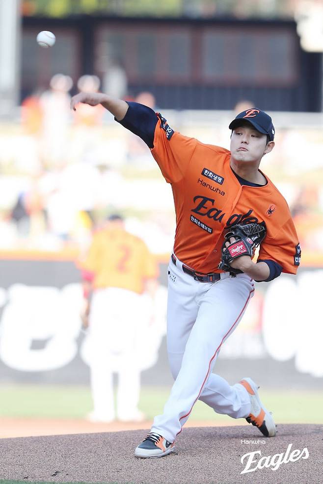 한화이글스 문동주가 마운드 위에서 역투를 펼치고 있다. 사진=한화이글스