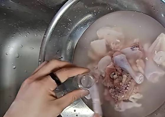 유튜버 '포켓생물'이 생닭을 흐르는 물에 씻은 후 세균을 관찰했다. 유튜브 화면 캡처