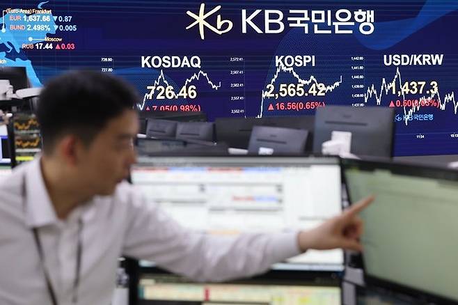 29일 서울 여의도 KB국민은행 딜링룸 전광판에 코스피·코스닥지수, 원·달러 환율 종가가 표시돼 있다. ⓒ연합뉴스