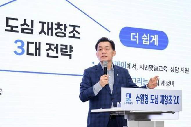 '수원형 도심 재창조 2.0 프로젝트' 발표하는 이재준 수원시장. 수원특례시 제공