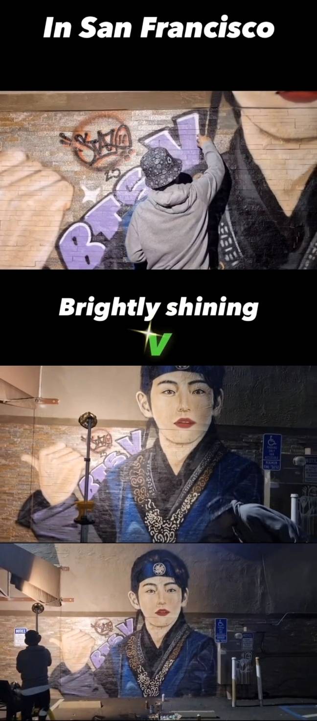 방탄소년단 뷔, 샌프란시스코 벽화 재탄생.."예술가들의 뮤즈"