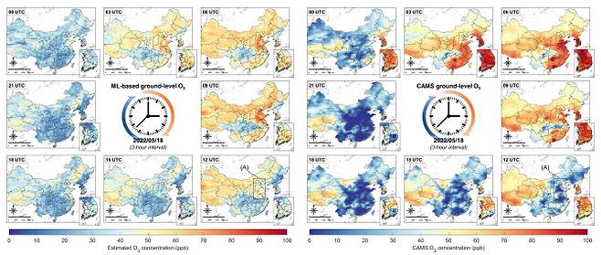 기존 모델과 개발된 모델의 오존 모니터링 성능 비교.
