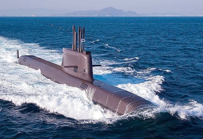 한화오션의 3000톤급 중형 잠수함 ‘도산안창호함(장보고-III 배치-I)’. 사진=한화오션