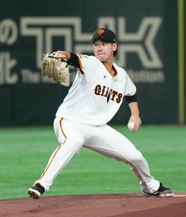 6일 요미우리 선발로 나선 이노우에의 모습. /사진=요미우리 자이언츠 공식 SNS