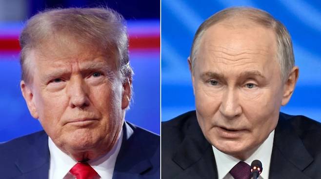 도널드 트럼프 미국 대통령(왼쪽)과 블라디미르 푸틴 러시아 대통령. 로이터연합뉴스