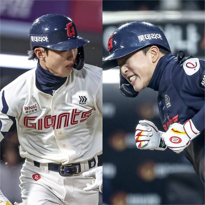 전민재(왼쪽)과 이호준이 각자 경쟁력을 앞세워 주전 경쟁에 돌입한다. 사진=롯데 자이언츠