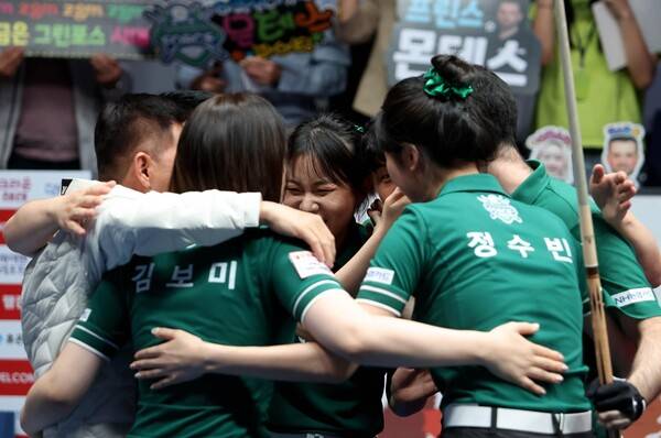 팀 응집력이 좋은 NH농협카드 선수들. PBA 제공