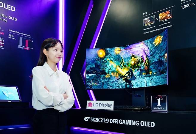 LG디스플레이 45인치 5K2K 게이밍 OLED. 〈사진 LG디스플레이 제공〉