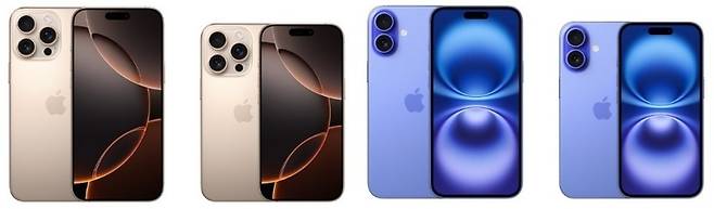 아이폰16 시리즈. 왼쪽부터 아이폰16프로맥스, 16프로, 16플러스, 16일반형. (출처: 애플)