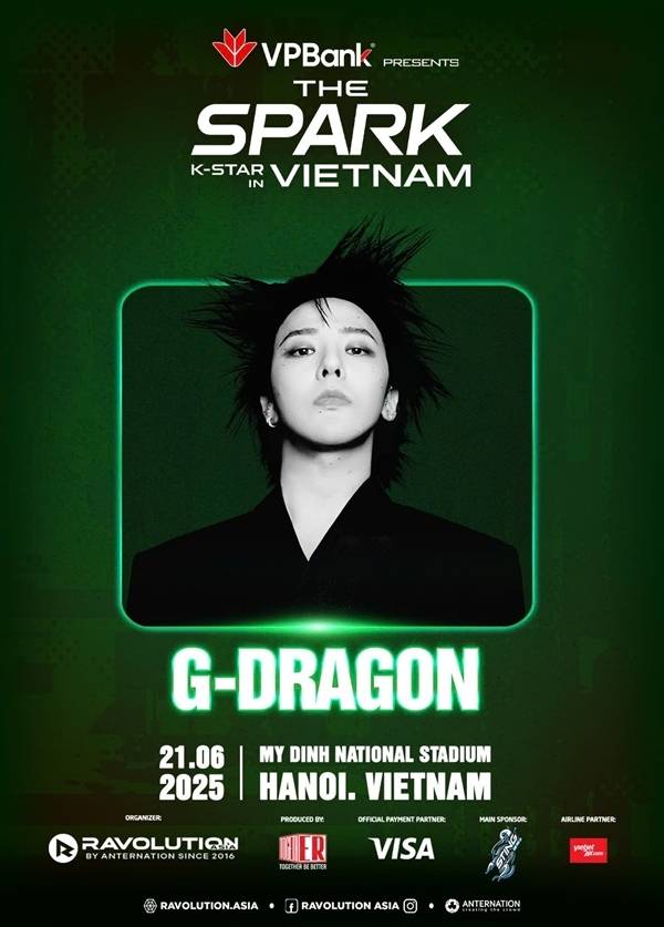 가수 G-DRAGON(지드래곤)이 글로벌 뮤직 콘서트 ‘K-STAR SPARK IN VIETNAM 2025 (케이스타 스파크 인 베트남 2025)’ 출연을 확정 짓고 약 13년 만에 베트남 팬들과 마주한다.