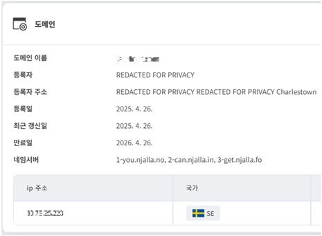 누리랩_AskURL로 탐지된 여행사 사칭 팀 미션 유도 피싱 사이트 도메인 정보