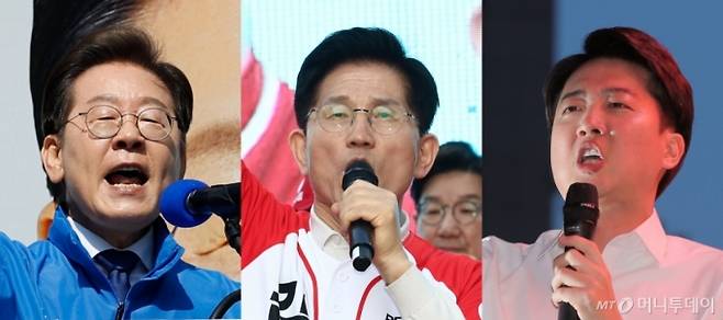 이재명 더불어민주당, 김문수 국민의힘, 이준석 개혁신당 대통령 후보가 공식 선거운동이 시작된 12일 각각 서울 청계광장, 대구 서문시장, 서울 청계광장에서 지지를 호소하고 있다. /사진=뉴스1 /사진=(서울=뉴스1) 안은나 기자,박정호 기자,김민지 기자