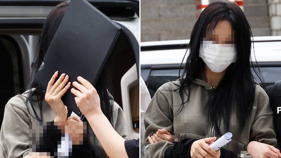 축구 국가대표팀 주장 손흥민의 아이를 임신했다며 돈을 요구한 혐의를 받고 있는 20대 여성 양모씨가 지난 17일 서초구 서울중앙지법 구속 전 피의자심문(영장심사)에 출석할 당시 처음엔 서류철로 얼굴을 가렸다가 다시 공개됐다. 연합뉴스