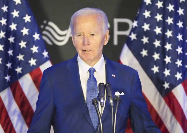 조 바이든 전 미국 대통령이 지난달 15일(현지시간) 일리노이주 시카고에서 열린 장애인 권익 단체 행사에서 퇴임 후 첫 연설을 하고 있다. AP연합뉴스