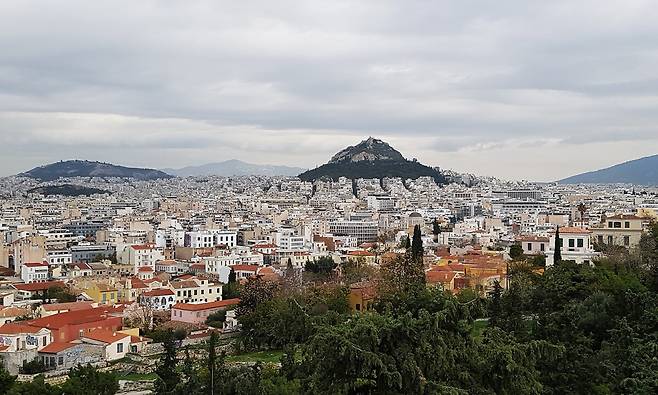 아테네 아크로폴리스에서 내려다 본 풍경.