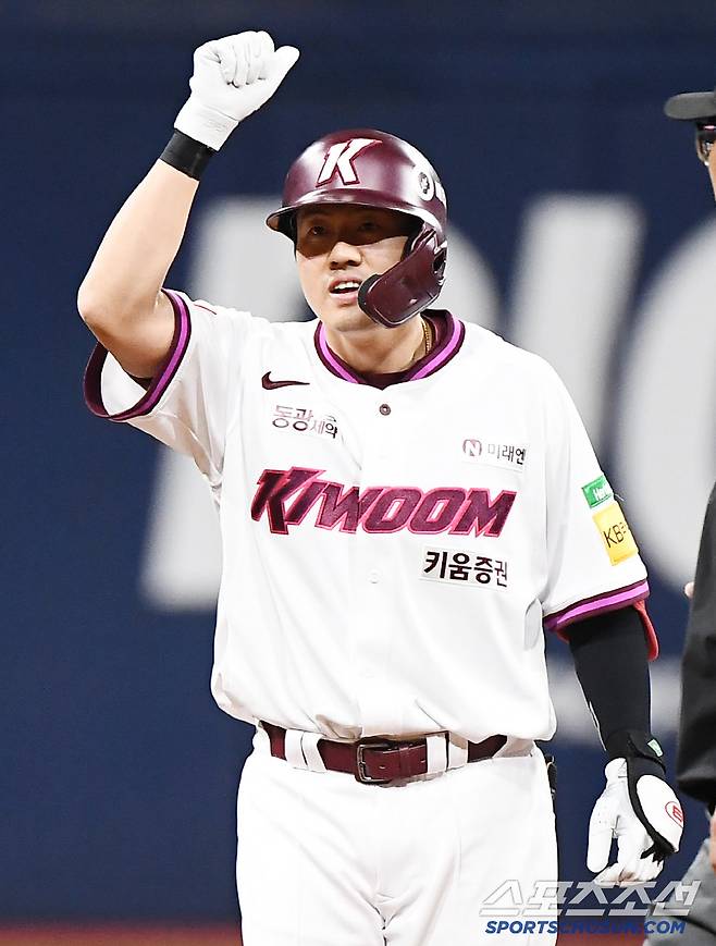 20일 서울 고척스카이돔에서 열린 삼성-키움전. 5회말 2사 3루 오선진이 1타점 2루타를 친 후 기뻐하고 있다. 고척=정재근 기자 cjg@sportschosun.com/2025.5.20/