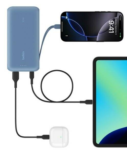 벨킨 C타입 케이블 일체형 30W 20000mAh 보조배터리 (사진=벨킨)