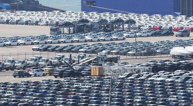 경기도 평택항에 수출용 자동차가 세워져 있는 모습. (사진=연합뉴스)