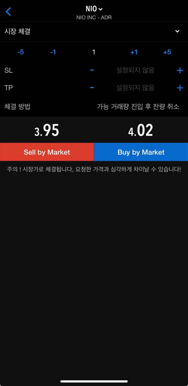 21일 오전 12시 54분 기준 니오(NIO) 주식의 가격이 일반 주식 플랫폼에서는 3.985달러에 형성된 반면, 바이비트에서는 매도 3.95달러, 매수 4.02달러로 제시되고 있다. 사진 제공=바이비트 메타트레이더5.