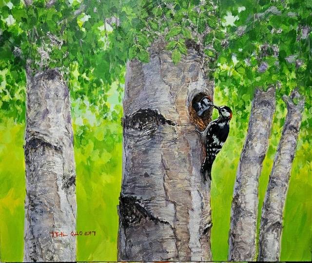 ▲ 평창군 진부면 화의리 백석산계곡 하오개 그림터에서 창작활동을 하고 있는 권용택 화백의 개인전 ‘생명이 있는 것은 아름답다’가 24일 진부문화창작예술스튜디오에서 개막해 31일까지 열린다. 권용택 작 생태 2025. 작가 제공.