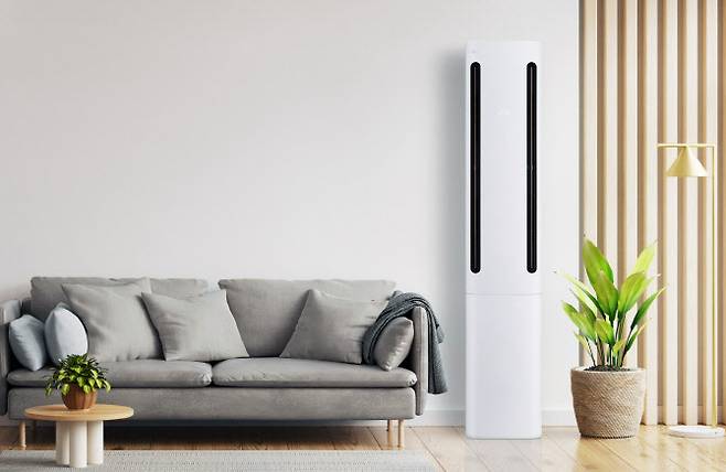 LG전자가 ‘AI 바람’, ‘AI 건조’ 등 공감지능(AI)을 적용한 스탠드 에어컨 ‘휘센 쿨’ 신제품. (사진=LG전자)