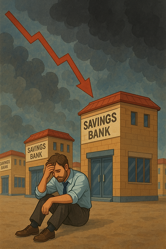 저축은행, 새마을금고, 신협 등 제2금융권 경영 상황이 악화하고 있는 모습을 AI가 그린 이미지<사진=챗GPT·달리3>