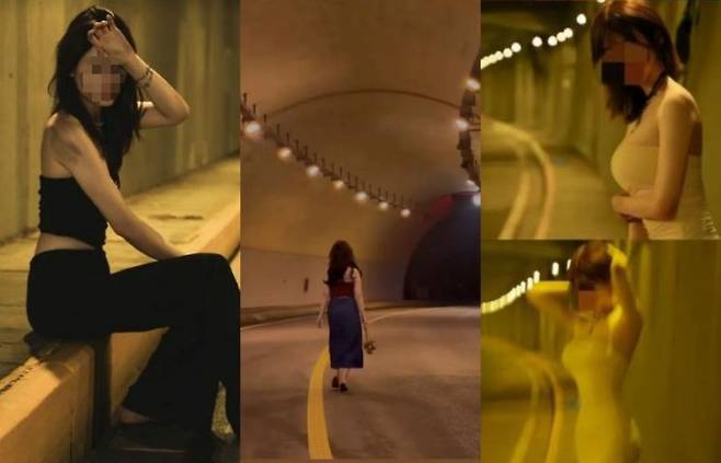 중국 상하이의 지하차도에서 왕가위 감독 스타일로 사진을 찍은 누리꾼의 모습. 바이두