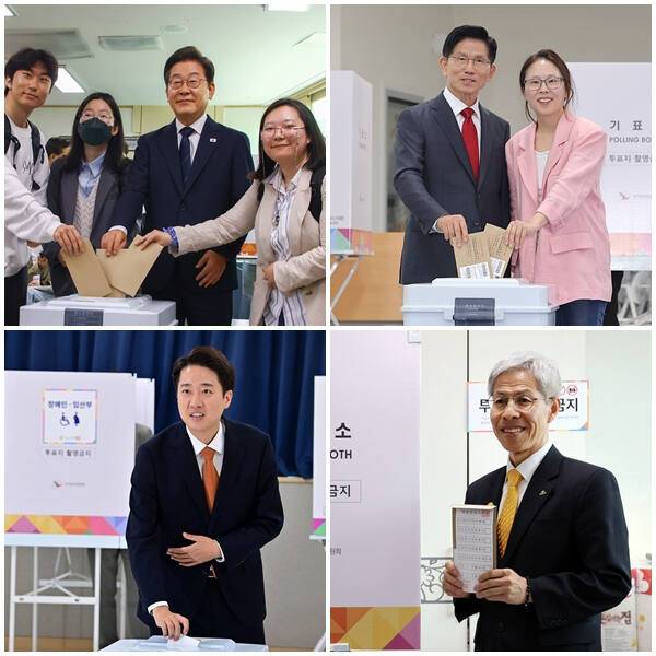 (왼쪽 위부터 시계방향)더불어민주당 이재명 후보, 국민의힘 김문수 후보, 민주노동당 권영국 후보, 개혁신당 이준석 후보. 연합뉴스