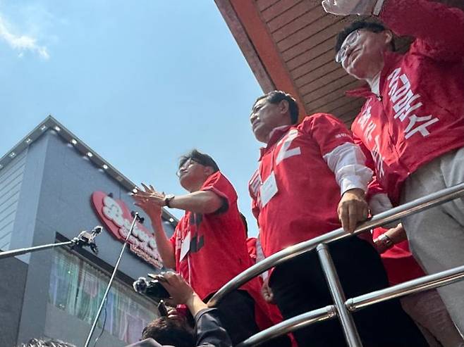 한동훈 국민의힘 전 대표가 29일 광주 동구 충장로에서 김문수 대선 후보의 지원 유세에 나섰다. ⓒ데일리안 오수진 기자