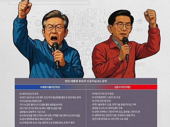 양당 대통령 후보의 인공지능(AI) 공약. DALLE / 자료 더불어민주당, 국민의힘 제공