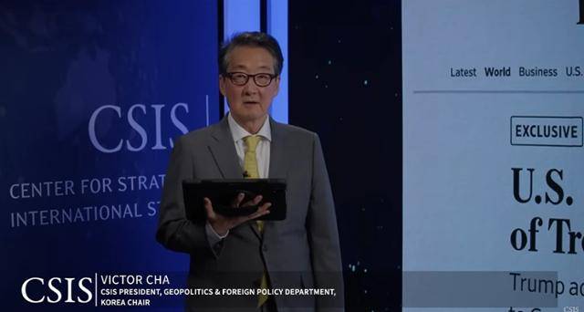 빅터 차 미국 전략국제문제연구소(CSIS) 한국 석좌가 30일 공개된 CSIS 유튜브 채널 동영상에서 주한미군 감축설을 분석하고 있다. 동영상 화면 캡처