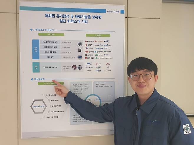 이영우 사원이 회사 사업 내용을 설명하고 있다. 안산=윤현주 기자