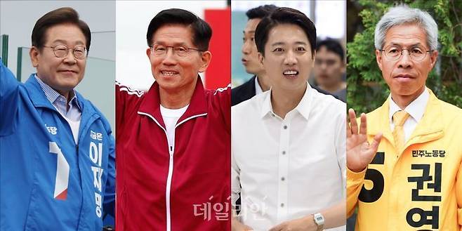 제21대 대통령 선거를 하루 앞둔 2일 이재명 더불어민주당 대선후보와 김문수 국민의힘 대선후보, 이준석 개혁신당 대선후보, 권영국 민주노동당 대선후보가 지지를 호소하고 있다.ⓒ뉴시스
