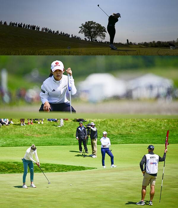 유해란, 고진영, 전인지, 박성현, 김효주, 최혜진, 양희영, 이정은6, 김아림, 윤이나, 황유민, 유현조 프로 등이 출전한 2025년 미국여자프로골프(LPGA) 투어 메이저대회 제80회 US여자오픈. 상단 사진: 우승을 차지한 마야 스타르크(제공=USGA/Dustin Satloff). 중간 사진: KLPGA 투어 멤버 황유민 프로(제공=USGA/Logan Whitton). 하단 사진: 세계랭킹 1위 넬리 코다(제공=USGA/Logan Whitton)