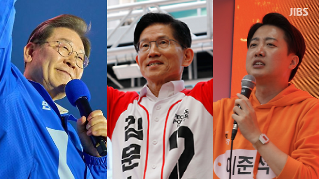 사진 왼쪽부터 이재명 더불어민주당 대선 후보·김문수 국민의힘 대선 후보·이준석 개혁신당 대선 후보