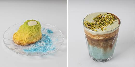 플로이스트의 시그니처 메뉴. 유자 파운드 케이크와 피스타치오 베라. 사진 휘닉스 호텔앤드리조트