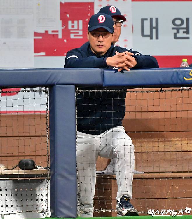 이승엽 감독이 이끄는 두산 베어스가 1일 서울 고척스카이돔에서 열린 2025 신한 SOL Bank KBO리그 키움 히어로즈와의 팀 간 8차전에서 0-1로 패배, 2연패에 빠졌다. 사진 김한준 기자