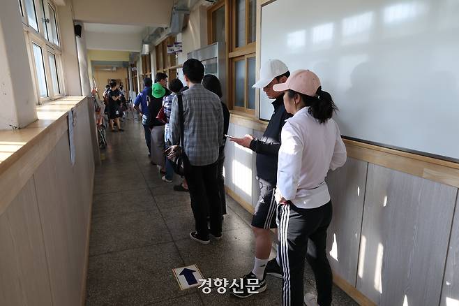 서울 영등포구 여의도중학교에 마련된 여의동제4투표소. 권도현 기자
