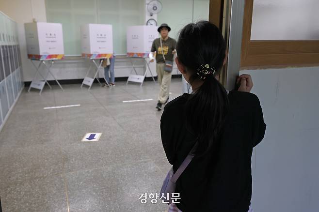 서울 양천구 신목중학교 목5동 제6투표소. 정효진 기자