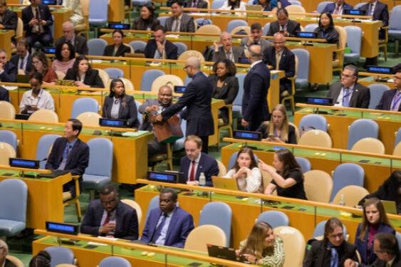 2일(현지시간) 미국 뉴욕 유엔 본부에서 차기 유엔 총회 의장을 뽑기 위한 비밀 투표가 실시되고 있다. 신화연합뉴스