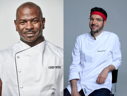 미국 셰프 안드레 러시(왼쪽)와 이탈리아 셰프 파브리치오 페라리. 해양수산부 제공